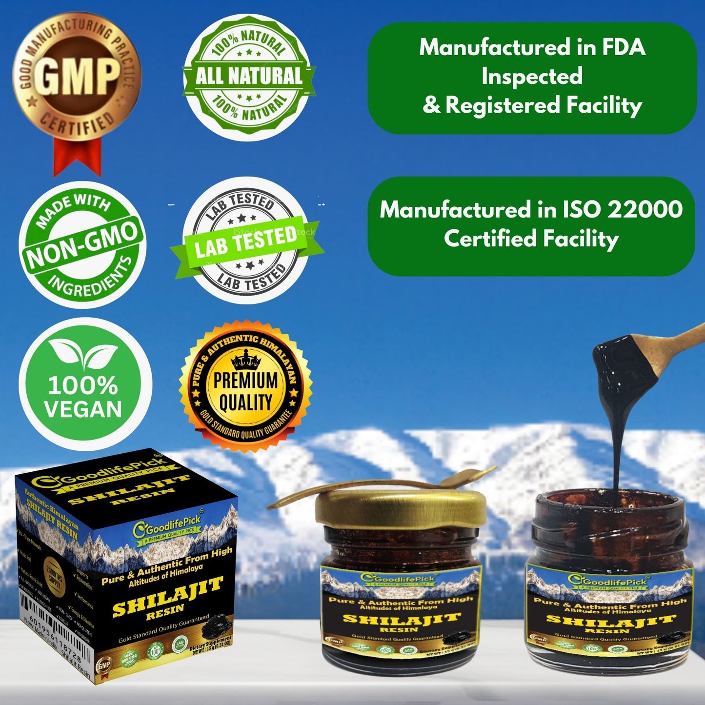 Himalayan Shilajit Resin with 77% Natural Fulvic Acid Gold Standard Pure Shilajit Resin from High Himalayan Peaks