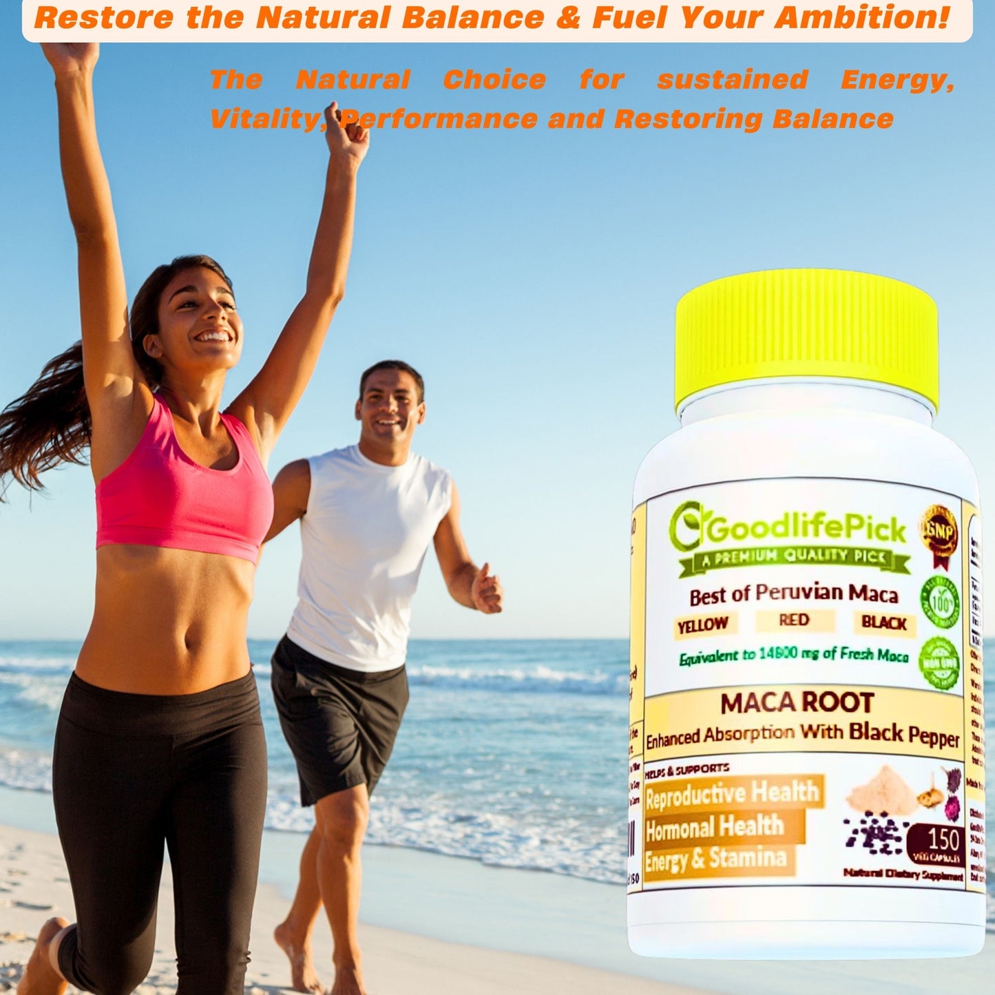 Best Maca Root Capsules with Black Pepper-150 capsules from Peruvian Yellow Maca , Red Maca & Black Maca.