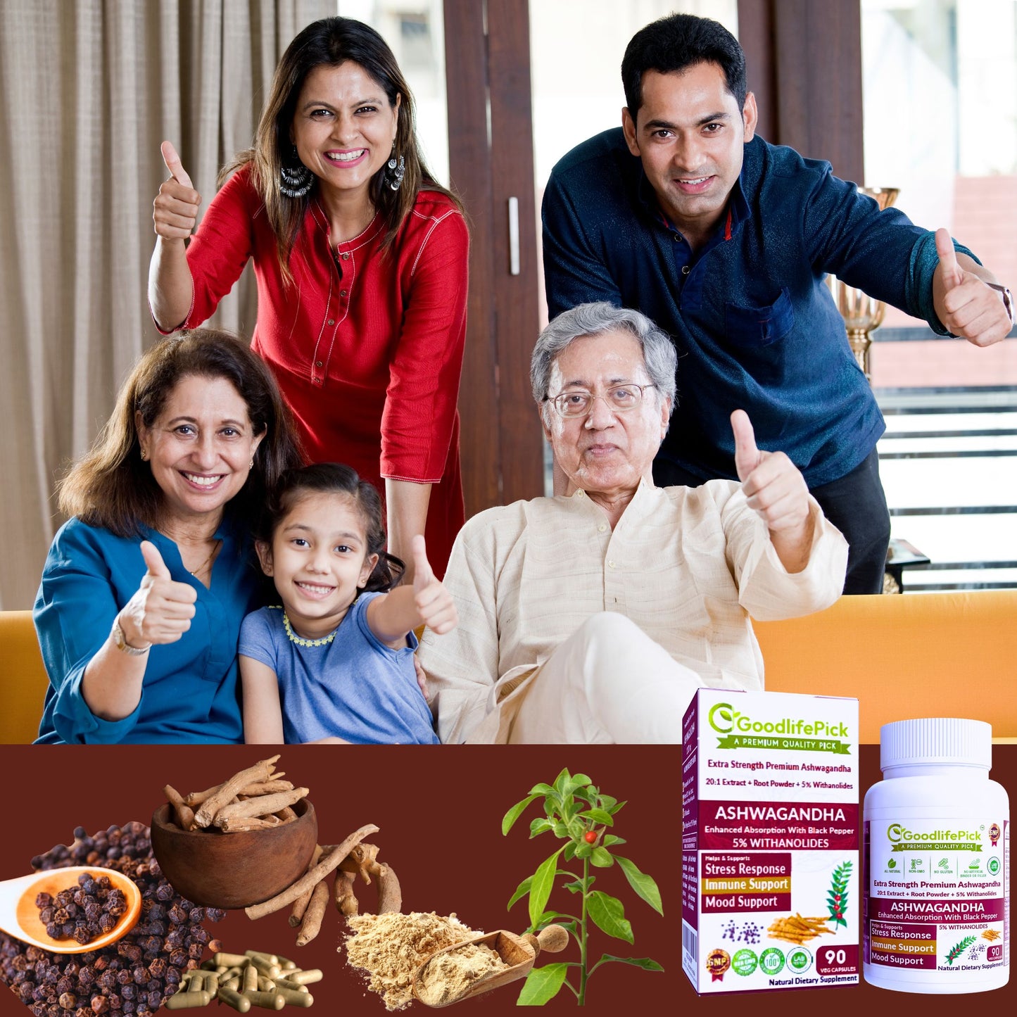 Ashwagandha with Black Pepper Capsules. Powerful 12300 mg with 5% Withanolides for Maximum Benefits- 90ct