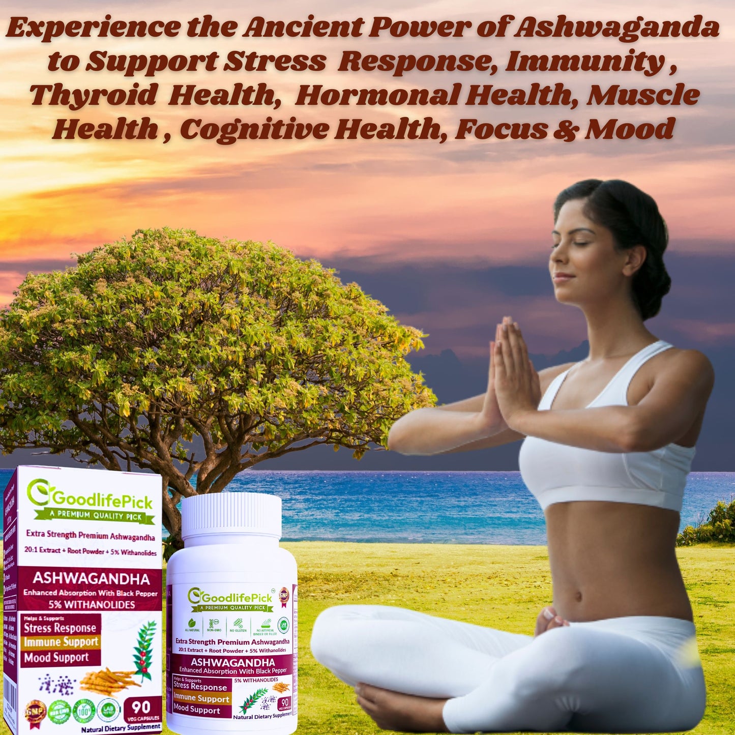 Ashwagandha with Black Pepper Capsules. Powerful 12300 mg with 5% Withanolides for Maximum Benefits- 90ct
