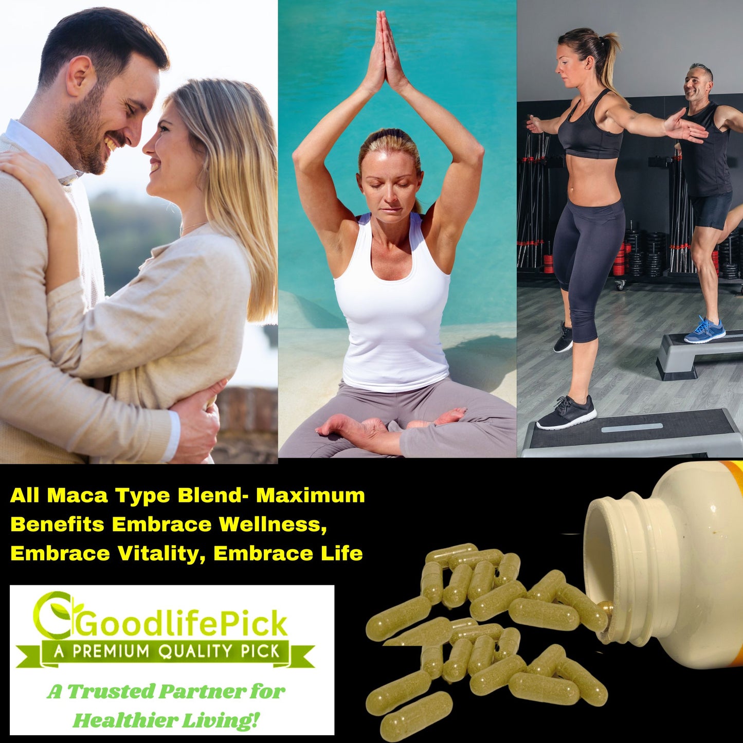 Best Maca Root Capsules with Black Pepper-150 capsules from Peruvian Yellow Maca , Red Maca & Black Maca.