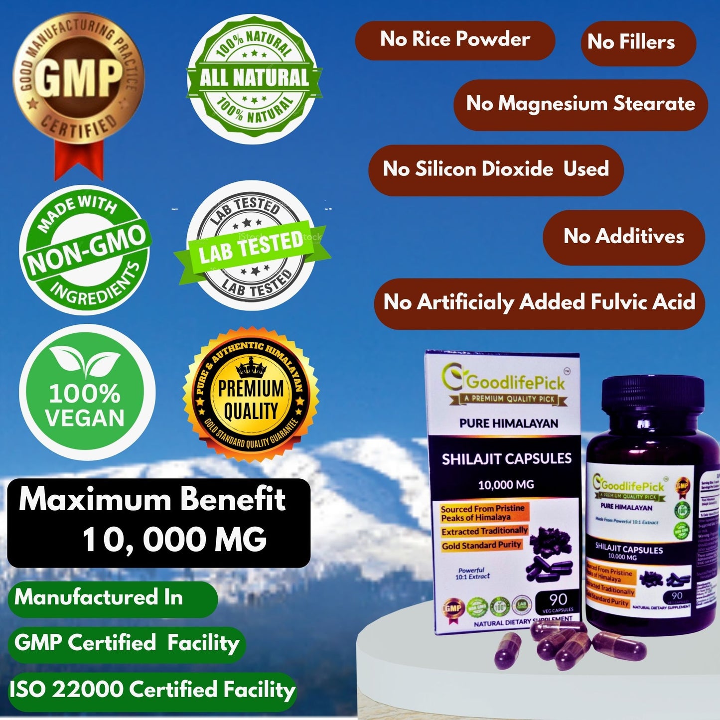 Himalayan Shilajit Capsules 10,000 mg for Maximum Benefits
