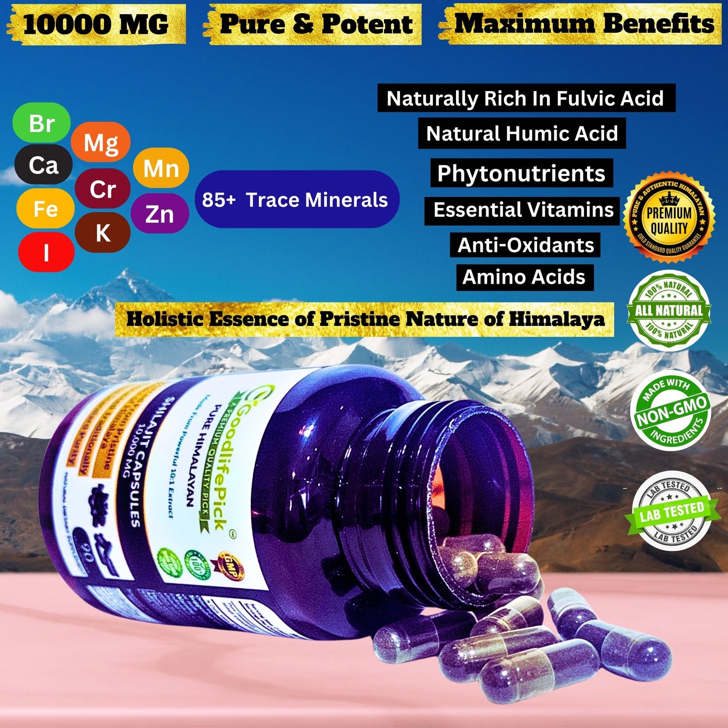 Himalayan Shilajit Capsules 10,000 mg for Maximum Benefits