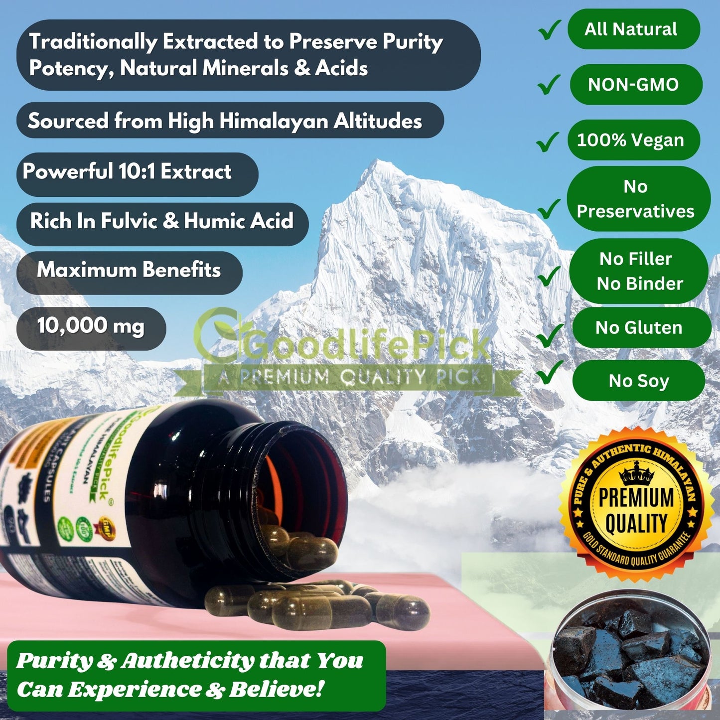 Himalayan Shilajit Capsules 10,000 mg for Maximum Benefits