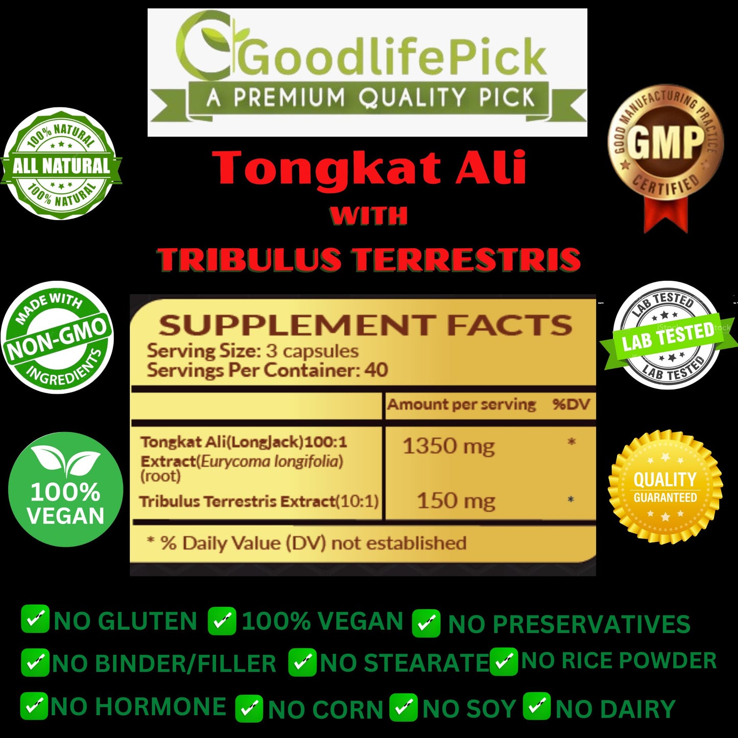 Tongkat Ali with Tribulus Terrestris. Amplified Longjack Performance Duo for Maximum Benefits