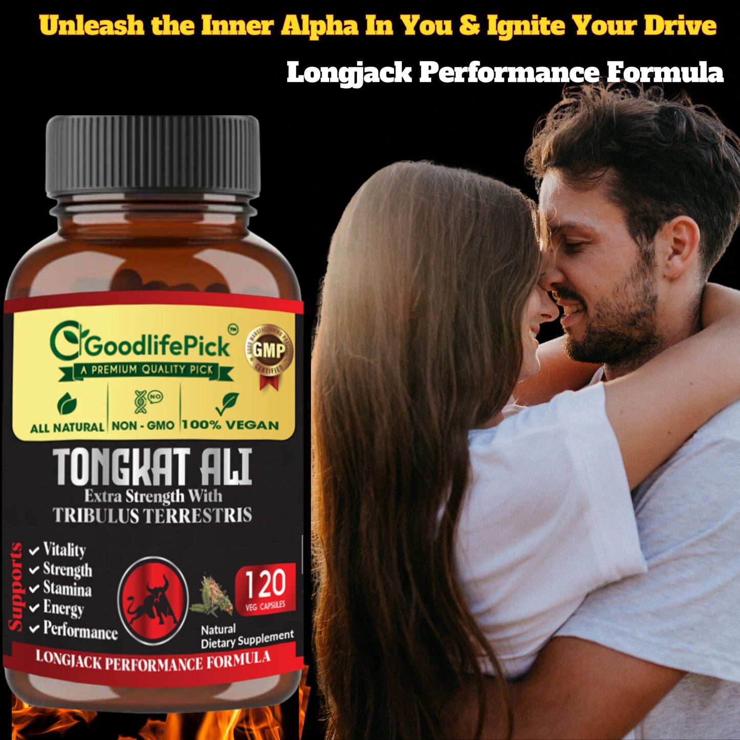 Tongkat Ali with Tribulus Terrestris. Amplified Longjack Performance Duo for Maximum Benefits