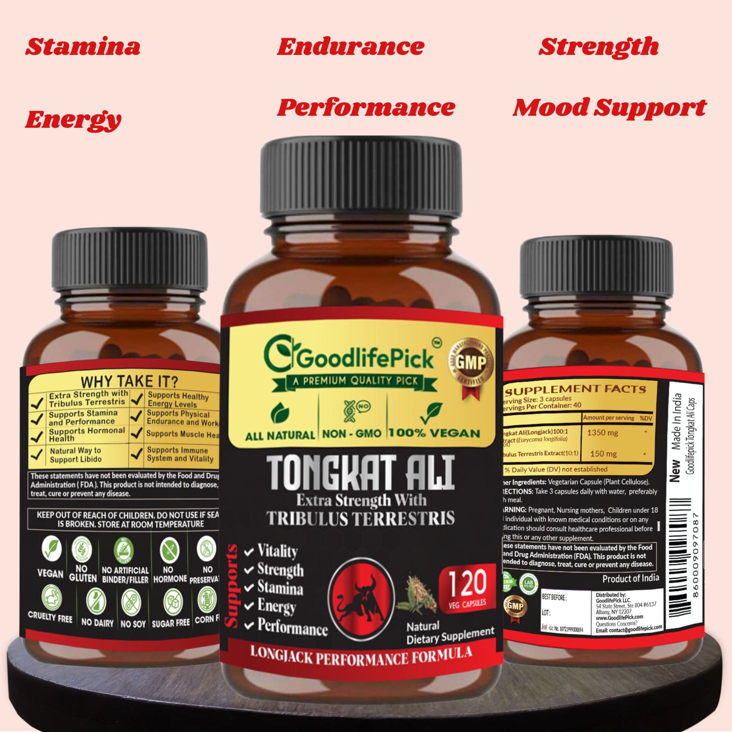 Tongkat Ali with Tribulus Terrestris. Amplified Longjack Performance Duo for Maximum Benefits
