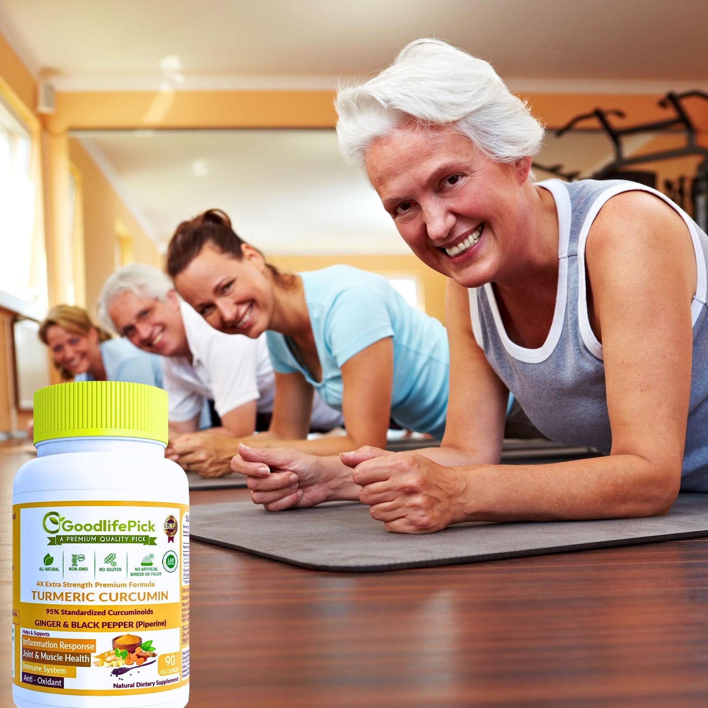 Turmeric Curcumin with Ginger, 95% Curcuminoids & Black Pepper. Powerful & Enhanced Absorption Formula for Maximum Benefits. All Natural NonGMO Lab-Tested No Fillers-90ct