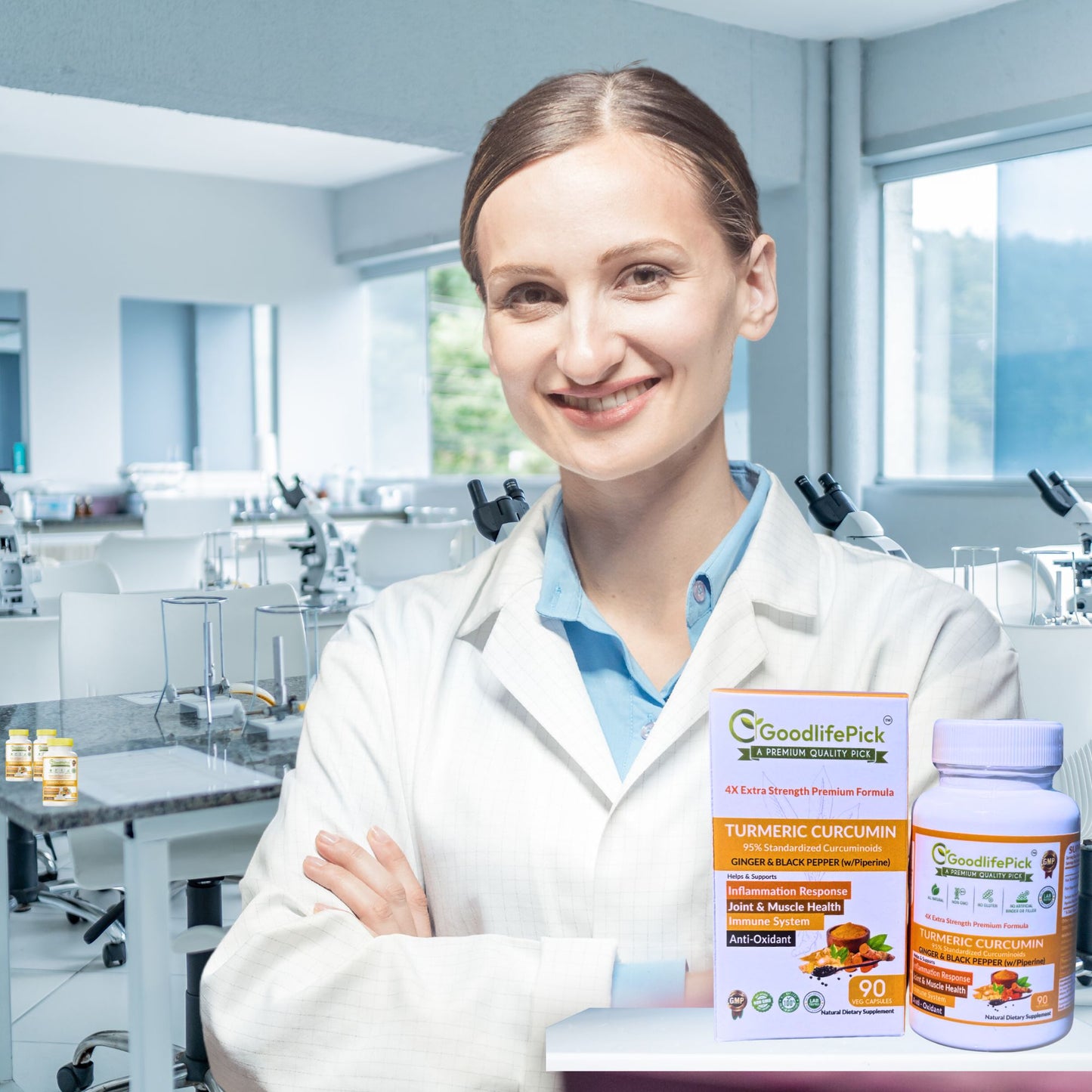 Turmeric Curcumin with Ginger, 95% Curcuminoids & Black Pepper. Powerful & Enhanced Absorption Formula for Maximum Benefits. All Natural NonGMO Lab-Tested No Fillers-90ct